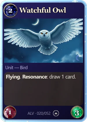 Watchful Owl. Flying. Resonance: draw 1 card.